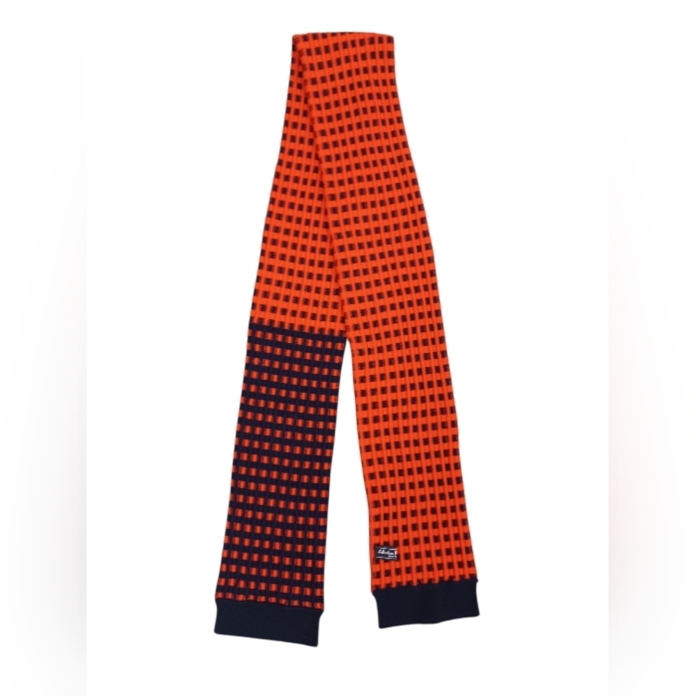 Salvatore Ferragamo EUC Black And Red Checkered Scarf O/S - Picture 3 of 5